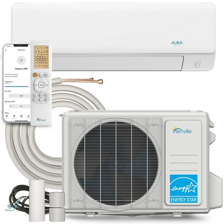 Senville 24000 BTU Mini Split Air Conditioner Heat Pump, AURA Series, Works with Alexa, Energy Star, White