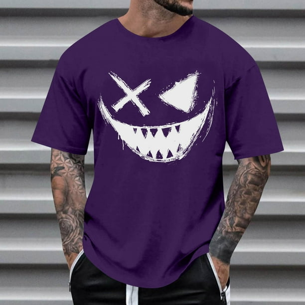 Blusas y camisas de manga corta con cuello redondo para hombre, blusas casuales de verano a la moda con cuello redondo y estampado para hombre.