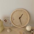thumbnail image 5 of Reloj de pared silencioso digital redondo de ratán creativo, decoración de pared decorativa, colgante de pared simple (A), 5 of 5