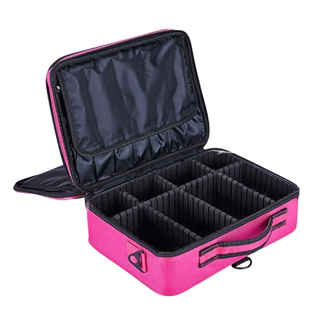 Étui Cosmétique Grande Capacité Portable Oxford Drap Artiste Sac de Rangement avec Diviseurs Réglables pour les Femmes
