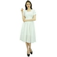 thumbnail image 6 of Bimba Women's Short Sleeve Linen Shift Dress With Belt Casual Dresses, 6 of 9