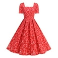 thumbnail image 2 of DailyTrove Women's Polka Dot Swing Dress-Short Sleeve-Fit & Flare-Cotton-for Picnic/Retro Party-Cute Polka Dot Pattern, 2 of 6