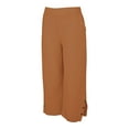 thumbnail image 6 of Jxximdong Pants for Women Solid Straight Elastic Pants Long Drawstring Linen Women Waist Cotton Casual Button Slit Trouser Brown XL Trousers, 6 of 9