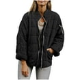 thumbnail image 2 of RQYYD Quilted Jacket for Women Lightweight Coat Full Zip Stand Collar Oversized Dolman Quilted Jackets Loose Warm Winter Outwears, 2 of 6