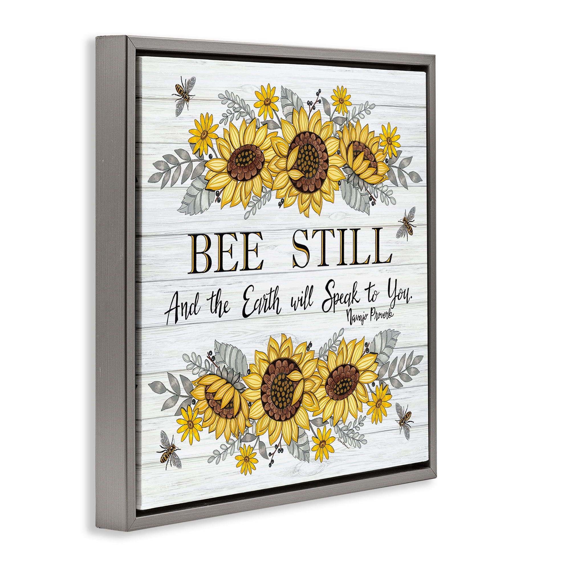 Stupell Industries Earth Will Speak To You Plants & Flowers Painting Gray Floater Framed Canvas Art Print Wall Art, 25 x 25