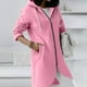 thumbnail image 4 of ICHUANYI Clearance Women's Solid Color Hoodie Zipper Long Sleeve Sweatshirts Pockets Irregular Hem Long Coat Tops(Pink, XL) ICHUANYI WER2023081000307, 4 of 6