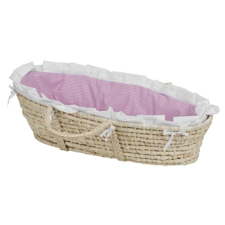 Badger Basket Natural Moses Basket - Pink Gingham (Best Moses Basket Uk)