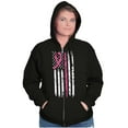 thumbnail image 3 of Breast Cancer Pink Line American Flag Zip Hoodie Sweatshirt Women Brisco Brands S, 3 of 6