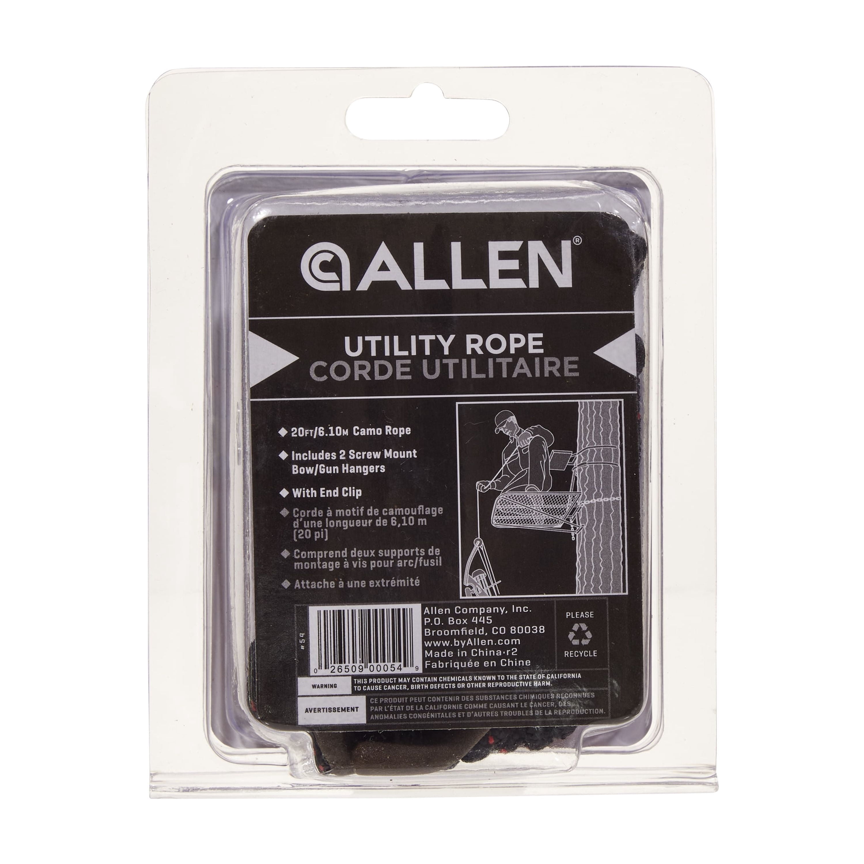 Allen Company 20' Treestand Bow & Firearm Rope, 2 Gear Hangers, Hang-on Treestand Accessory