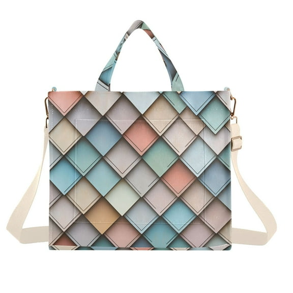 FORMRS Womens Corduroy Tote Bag Crossbody Shoulder Handbag with Pocket, Colorful Art Pattern