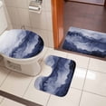 thumbnail image 5 of Deep Blue Mountain Gradient Bathroom Rugs Set Watercolor Texture Abstract Art Non Slip Absorbent Soft Bath Mats 3 Piece Set with Bathroom Rug, U-Shaped Floor Mat, Toilet Seat Cover Large Size, 5 of 9