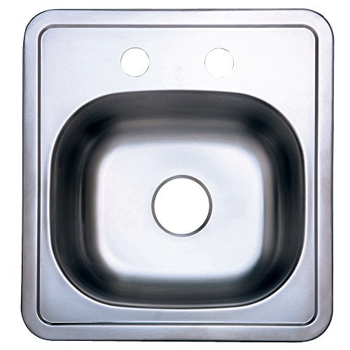 Gourmetier Studio GKTS1515 Self-Rimming Single Bowl Bar Sink, Satin Nickel