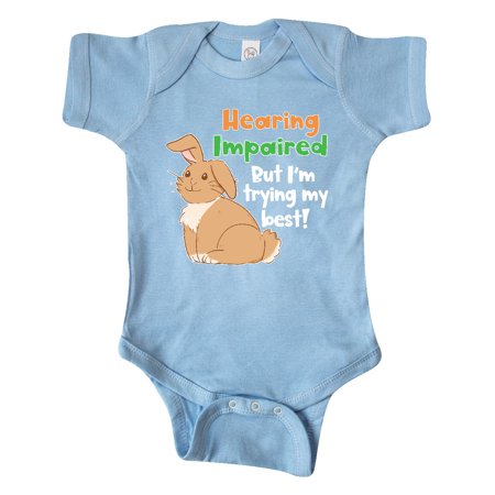 

Inktastic Hearing Impaired but I m Trying My Best Cute Brown Bunny Gift Baby Boy or Baby Girl Bodysuit