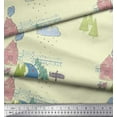thumbnail image 3 of Soimoi Yellow Velvet Fabric Clouds & Tree Christmas Fabric Prints By Yard 58 Inch Wide, 3 of 3
