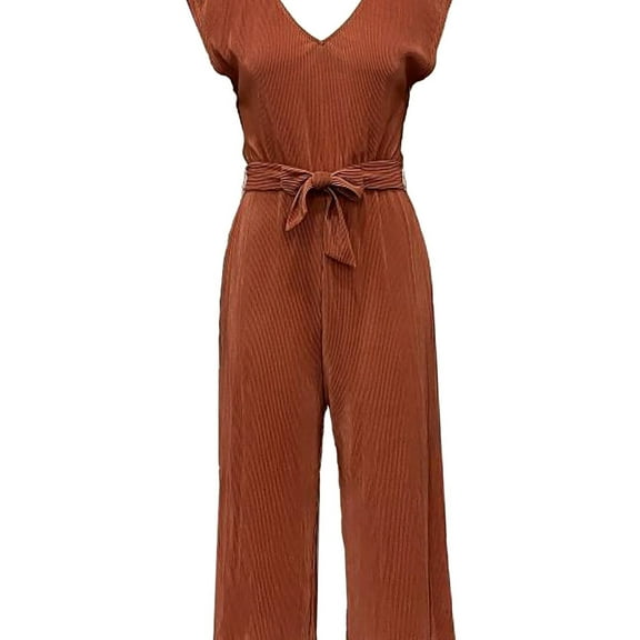 T.D.C Womens Ribbed Jumpsuit, Orange, Small