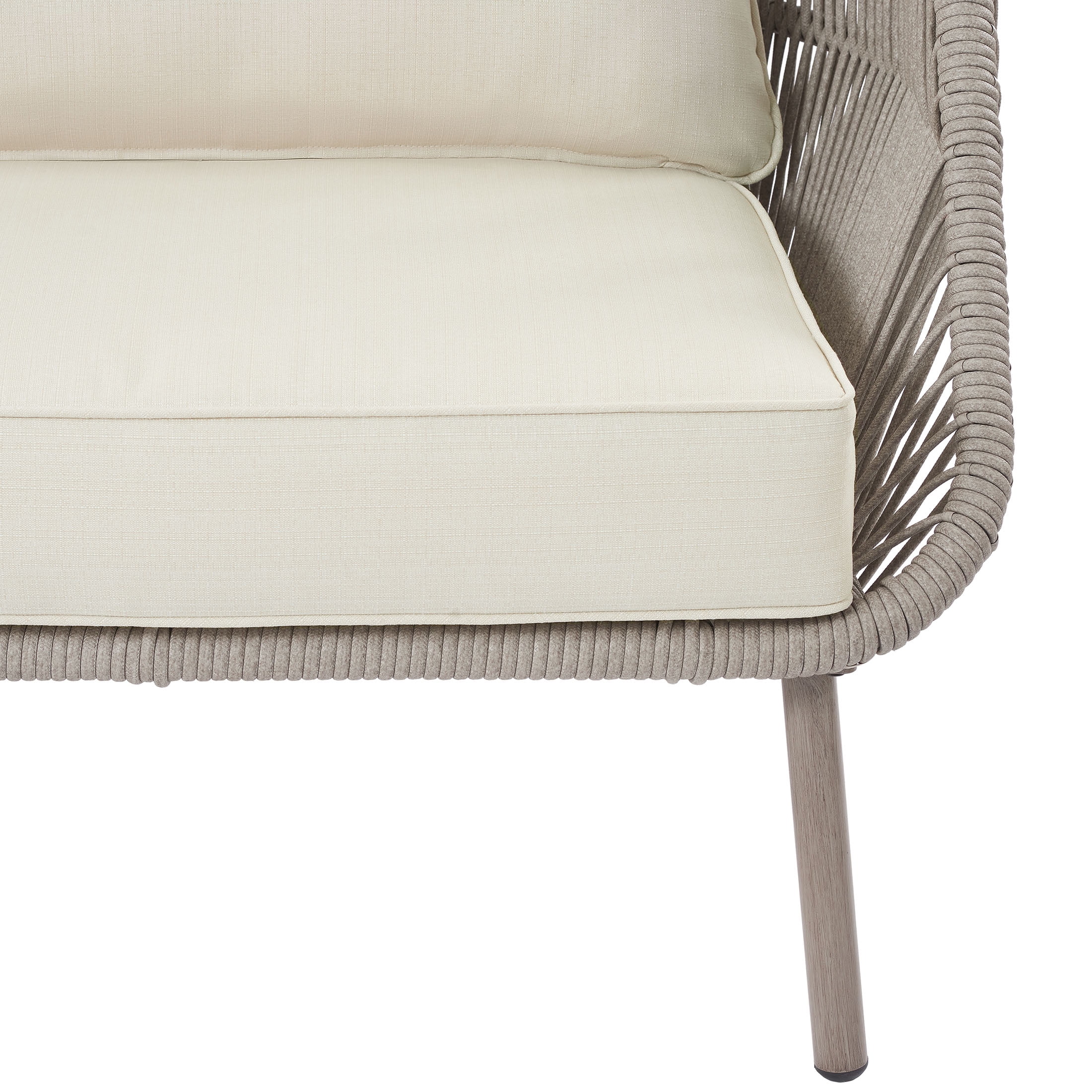 Better Homes & Gardens Tarren Beige Wicker Outdoor High-Back Accent Chair with Cushions