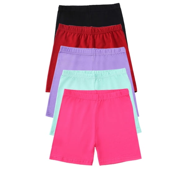 CPNG 5 Pack Set Girls Yoga Slim Fitting Shorts Sports Cycling Leggings Dance Biker Cartwheel Shorts High Waisted Tight Shorts(Purple,9-10 Years)