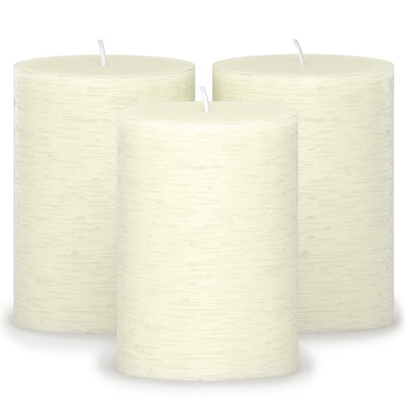 CANDWAX 3x4 Pillar Candles Set of 3 - Decorative Rustic Candles Unscented and No Drip Candles - Ideal as Wedding Candles or Large Candles for Home Interior - Ivory Candles
