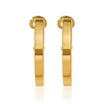 thumbnail image 3 of 14K Solid Yellow Gold 3mm Square Tube Round Medium Hoop Earrings, 3 of 10