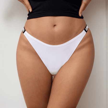 Fulorrnie Low Rise Seamless Women s G String Panty Breathable Workout Underwear Thong Waistband No Show Comfort Brief  White  S