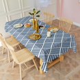 thumbnail image 3 of Blue Geometric Striped Pattern Rectangle Tablecloth 60"x102",Waterproof Polyester Rectangle Table Cloth, Wipeable Spillproof Polyester Tablecloth for Dining, Camping, Indoor and Outdoor, 3 of 6