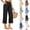 #02 Black, variant on High Waisted Linen Palazzo Cropped Pants for Women Elastic Waist Wide Leg Casual Summer Beach Trousers with Pockets ,XXL,#02 Blue