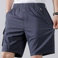 thumbnail image 2 of Youmylove Trendy Mens Shorts Solid Color Workwear With Multiple Pockets Men Casual Loose Trendy Comfortable Sports Business Shorts Casual Hiking Shorts, 2 of 6