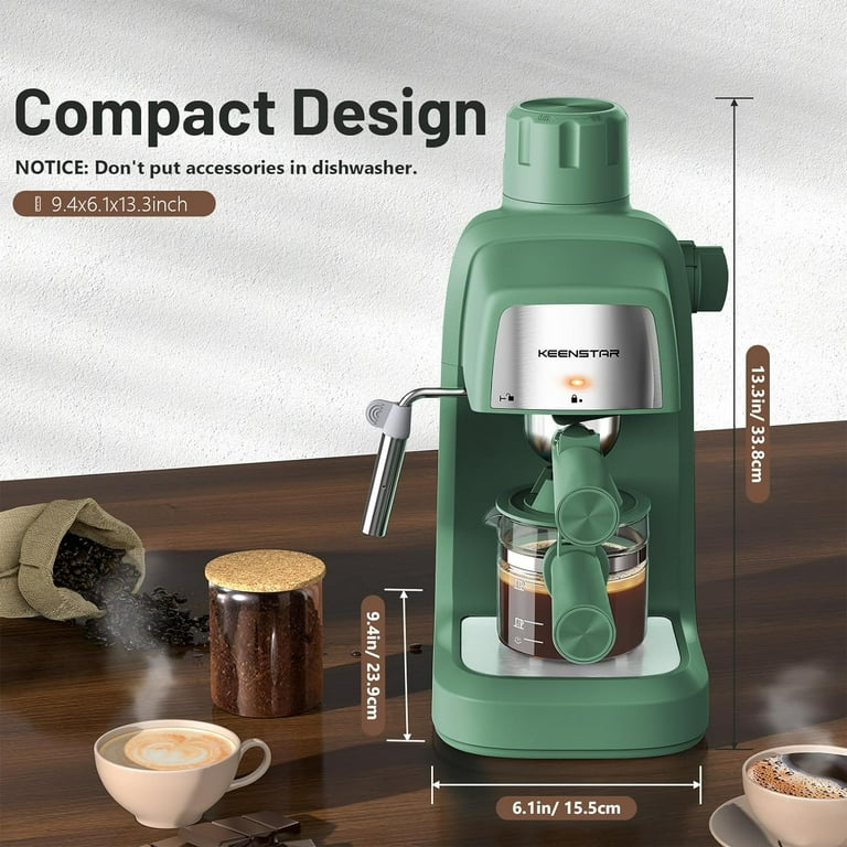 Coffee Machine, 3.5 Bar Espresso Cappuccino Machine, 800W with Milk Frother - 4 Cup Portable Coffee Maker for Latte, Cappuccino, Gift for Coffee Lover-Green - Walmart.com Coffee Machine, 3.5 Bar Espresso Cappuccino Machine, 800W with Milk Frother - 4 Cup Portable Coffee Maker for Latte, Cappuccino, Gift for Coffee Lover-Green - Walmart.com