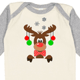 thumbnail image 4 of Inktastic Cute Christmas Reindeer with Red Nose, Ornaments and Bow Tie Boys or Girls Long Sleeve Baby Bodysuit, 4 of 5