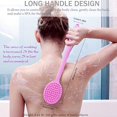 thumbnail image 4 of Slicone Bath Body Brush Exfoliator, Back Brush Long Handle for Shower with Soft Bristles, Back Scrubber,(Cherry blossom powder), 4 of 7