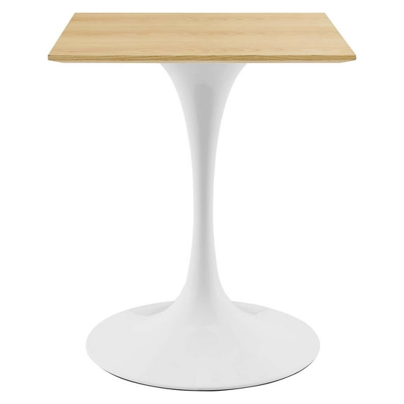 24 inch Dining Table, Square, Natural Brown White, Wood, Metal Steel, Modern Contemporary Mid-Century, Kitchen Room Cafe Bistro Restaurant Hospitality