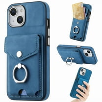 Feishell Case Compatible with iPhone 11, Wallet Case [RFID Blocking], Leather Case with Card Holder, 360° Rotation Ring Kickstand, Protective Snap Buttons For iPhone 11, Blue