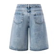 thumbnail image 6 of Girls Baggy Jorts Tween Girls Wide Leg Loose Knee Length Jean Shorts Teens Summer Y2K Skater Streetwear Washed Denim Shorts, 6 of 7