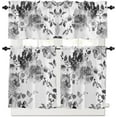 thumbnail image 1 of Watercolor Black Grey Floral Kitchen Curtains Set 3 Piece for Windows Curtains Valances and Tier Curtains 36 Inch Length, Rod Pocket Drapes Abstract Printed Curtains for Living Room Bedroom Bathroom, 1 of 5