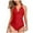 Red, variant on Womens Tummy Control Swimwear One Piece Retro Swimsuit Ruched Vintage Bathing Suit