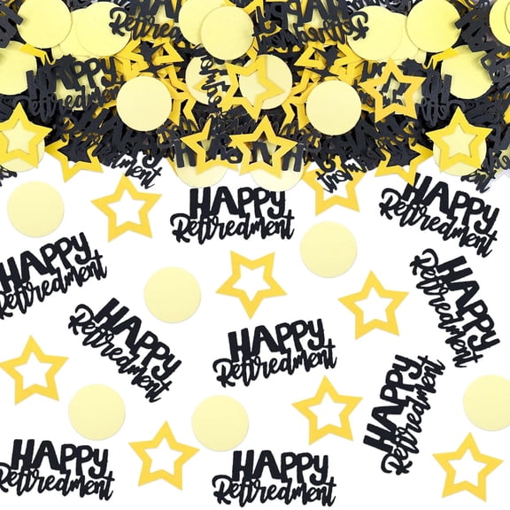 100PCS Happy Retirement Star Table Decorations - Black Gold Confetti