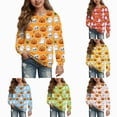 thumbnail image 2 of Cdudpw Kids Boy Girl Crewneck Halloween Sweatshirt Pumpkin Graphic Print Halloween Shirt Long Sleeve Tops(M119-Green), 2 of 9