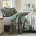 thumbnail image 5 of 3-Piece Full/Queen Size Bedspread Coverlet Set - Green Mandala Quilt with 2 Pillow Shams, Microfiber, 5 of 7