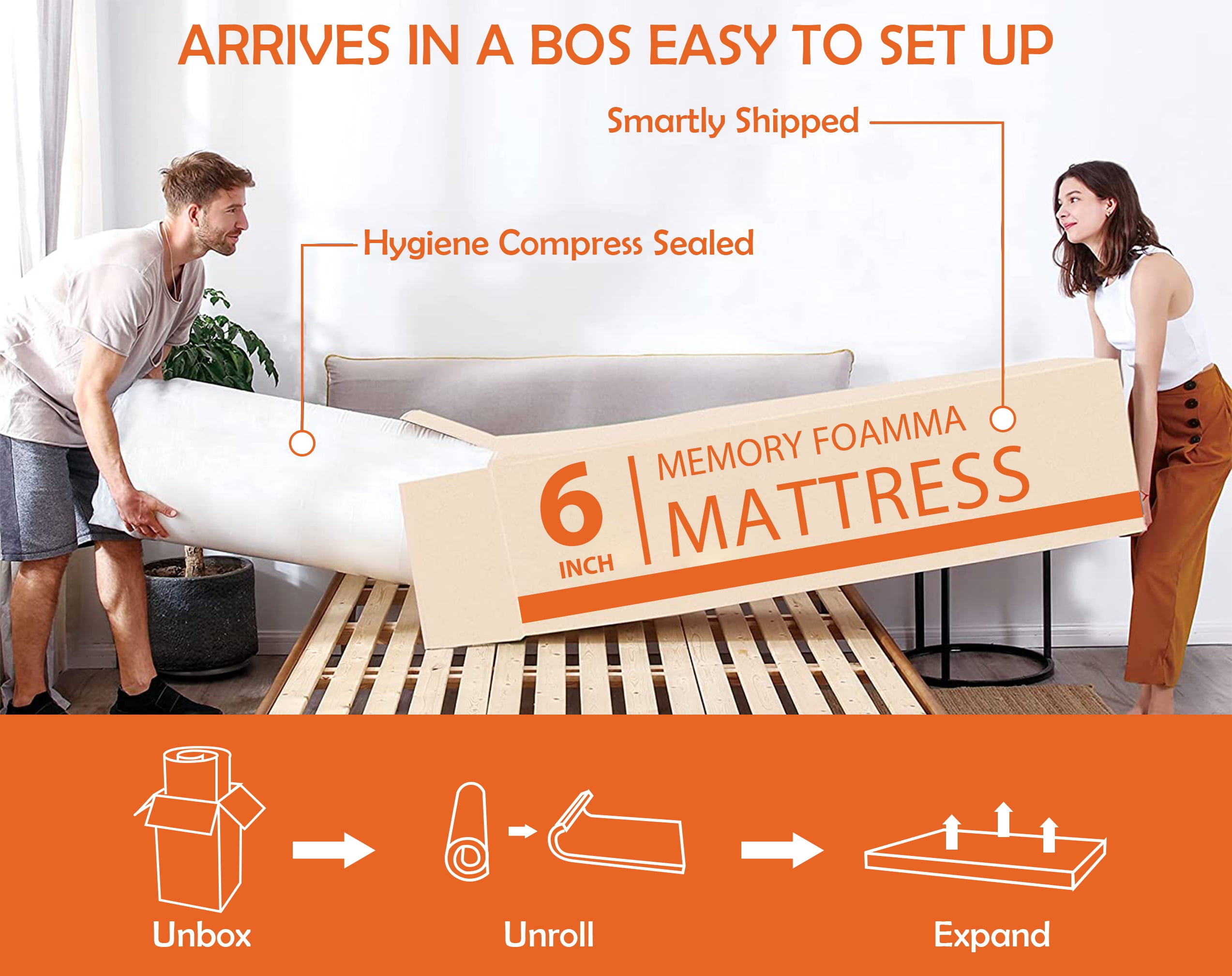 CL.HPAHKL California King Mattress, Upgrade 6 inch Gel Memory Foam Mattress Bed in a Box, Medium Firm Support