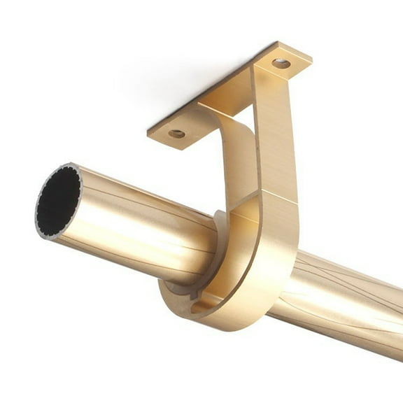 HEMOTON  2 Pcs Curtain Rod Hooks Hangers Wall Bracket Hardware Brackets Golden