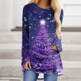 thumbnail image 2 of biudgviw Christmas Long Sleeve Shirts for Women Print Crew Neck Tunic Tops Comfy Soft Curved Hem Blouses Festival Party Outfits, 2 of 5