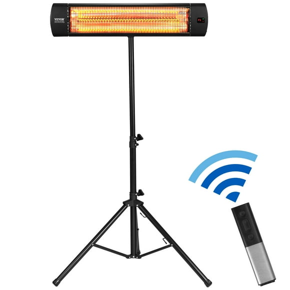 VEVOR Infrared Heater 1500W Electric Space Heater Remote Control 3 Speeds 24in