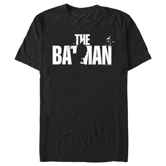 Men's The Batman Black and White Silhouette  Graphic Tee Black Small