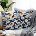 thumbnail image 2 of Waterproof Throw Pillow Covers Set of 2, 24x24 Inch Navy Blue Burnt Orange Botanical Decorative Pillowcases Outdoor Pillow Slip Cushion Covers Set for Couch Tent Palm Leaf Abstract, 2 of 7