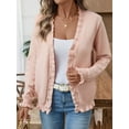 thumbnail image 5 of Women'S Autumn and Winter Knitted Cardigan Jacket Fashionable and Elegant Ruffle Button Sweater Tops Pink S, 5 of 7