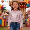 thumbnail image 5 of Kiijoy Boys Striped Long Sleeve Tshirt Unisex Crew Neck T Shirt Soft Undershirt, Sizes 3-14, 5 of 5