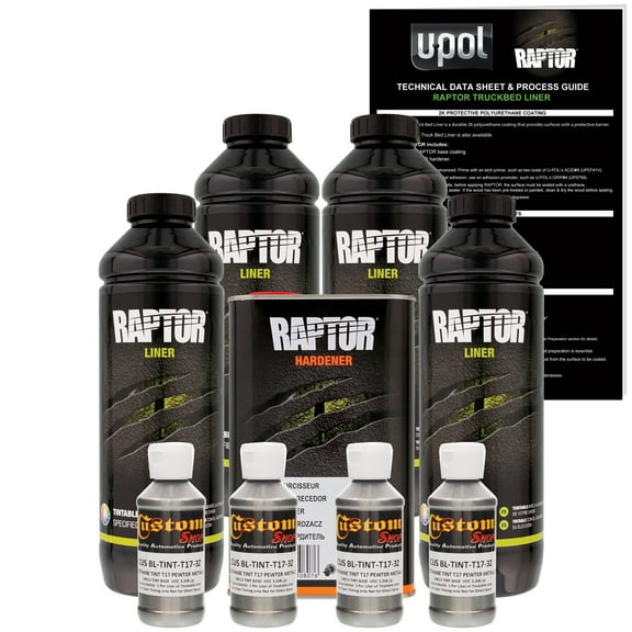 Raptor Pewter Metallic Urethane Spray-On Truck Bed Liner Texture Coating, 4 Liter