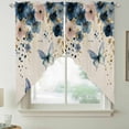 thumbnail image 2 of Weeping Blue Floral Swag Curtains for Kitchen/Bedroom/Living Room, Spring Butterflies Flowers Linen Scalloped Curtains 63 Inch Long, Window Swag Topper Curtains Valances 2 Panels Set 36"x63", 2 of 8