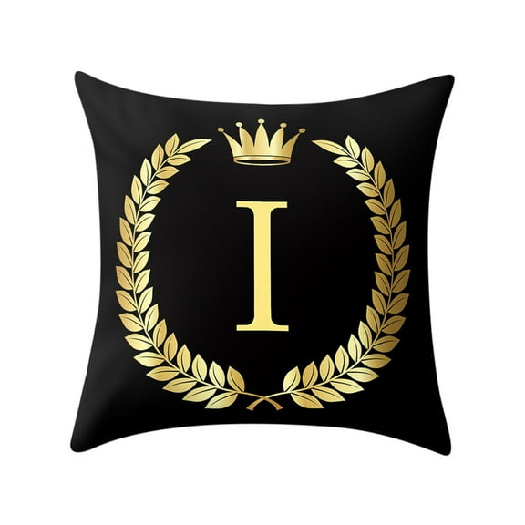 Pompotops Clearance Sales Pillow Cover Black and Gold Letter Pillowcase Sofa Cushion Cover Home Decor