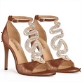 thumbnail image 4 of YOWMNS Women's Elegant Rhinestone Snake T-Strap Open Toe High Heels Stiletto Heeled Sandals Peep Toe Sexy Party Shoes (Brown,8.5), 4 of 5
